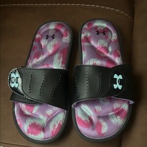 Under Armour Kids Slide Sandals - Black and Purple